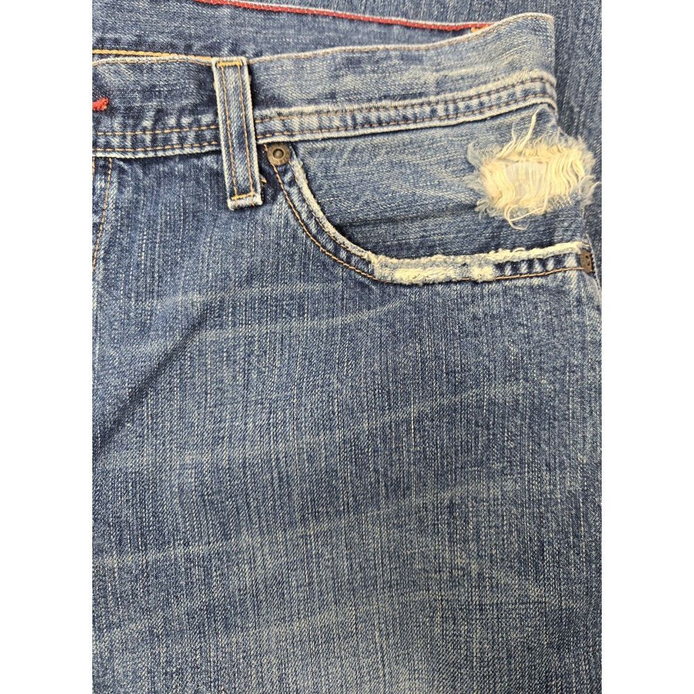 BKE Buckle Jeans Mens 34x33 Marshall Distressed Blue Straight Leg Boot Cut - Picture 4 of 12